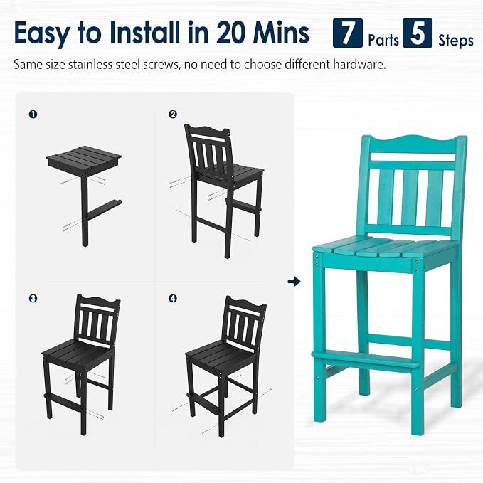nalone Outdoor Adirondack Chairs and Table Set - Image 7