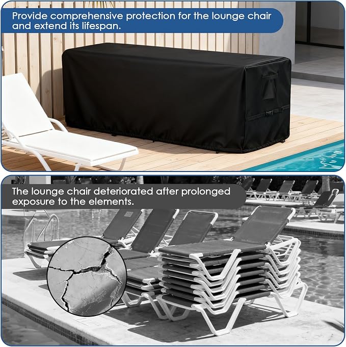 Outdoor Stacked Chaise Lounge Cover, Waterproof 4-6 Stackable Patio Lounge - Image 7