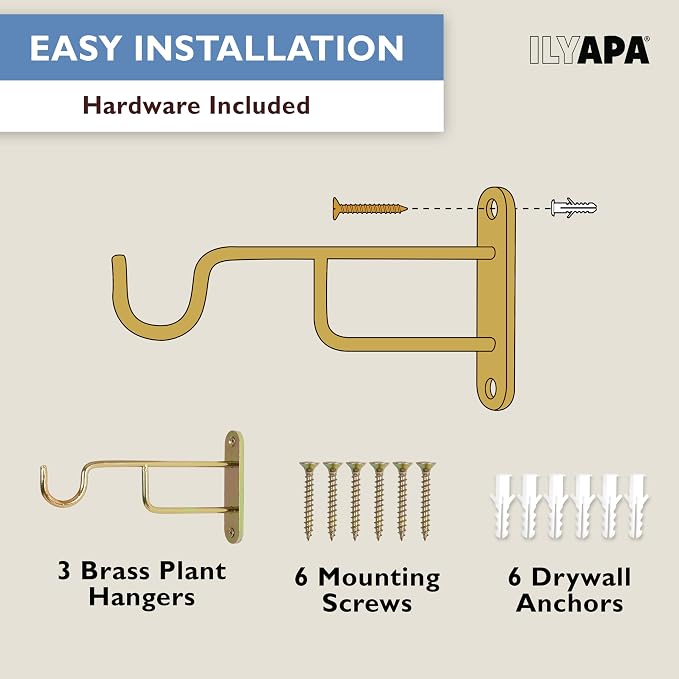Ilyapa 3 Pack Metal Wall Plant Hangers - Image 4