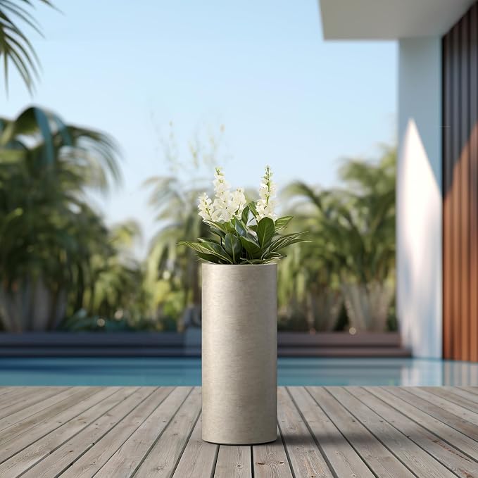 Kante 18.9 Inch Tall Cylindrical Planter, Large Round Plant Pots - Image 6