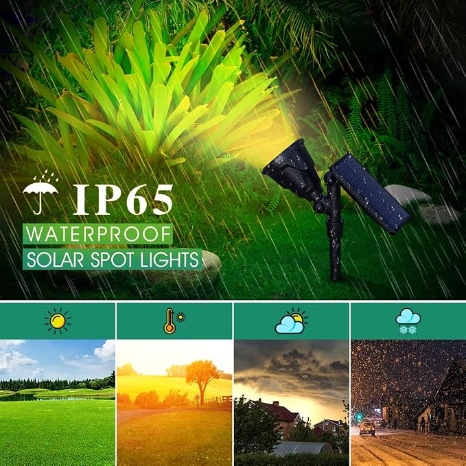 Solar Spotlights, 18 LED Solar Lights Outdoor Waterproof, 2 Mode Soft Warm - Image 5