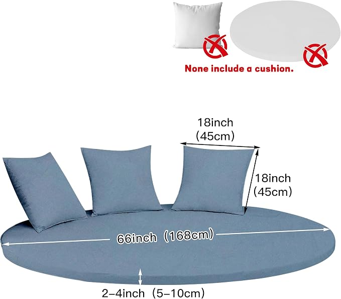 66" Round Daybed Cushion Cover & 3 Pillow Covers Set - Image 2