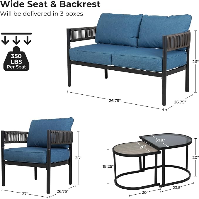 Grand patio 6-Piece Outdoor Furniture Set, 6 Seats Wicker Sofa Conversation Set - Image 2