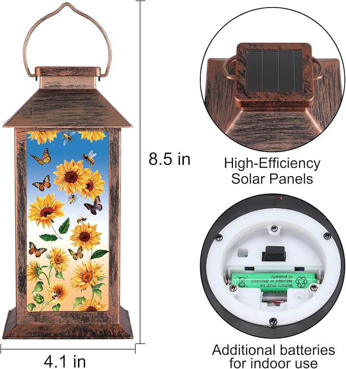 Solar Lantern Outdoor Waterproof Sunflower Butterfly Garden Decor Birthday Gifts - Image 5