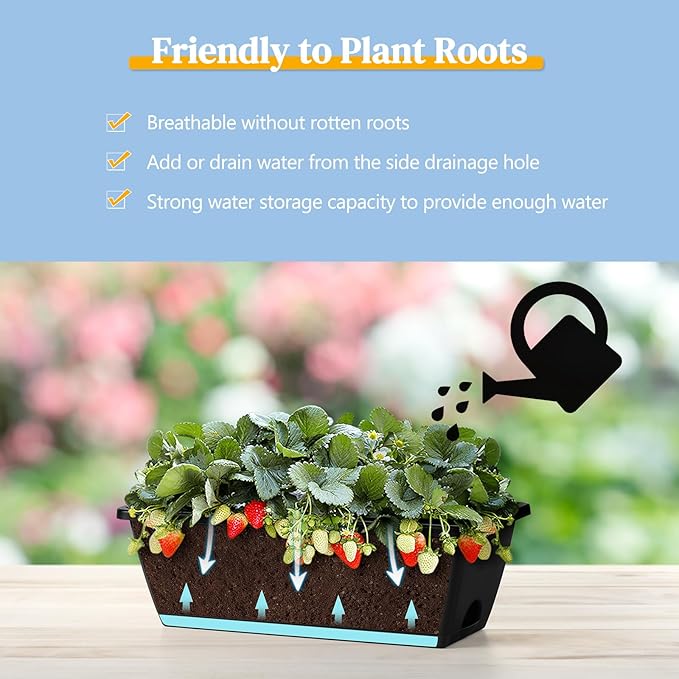 smusei 4 Pack Window Boxes Planters 17’’ Railing Planter Box - Image 5