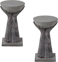COSIEST Set of 2 Outdoor Side Table, Two Hands-Shaped Base w Round Top Accent by COSIEST