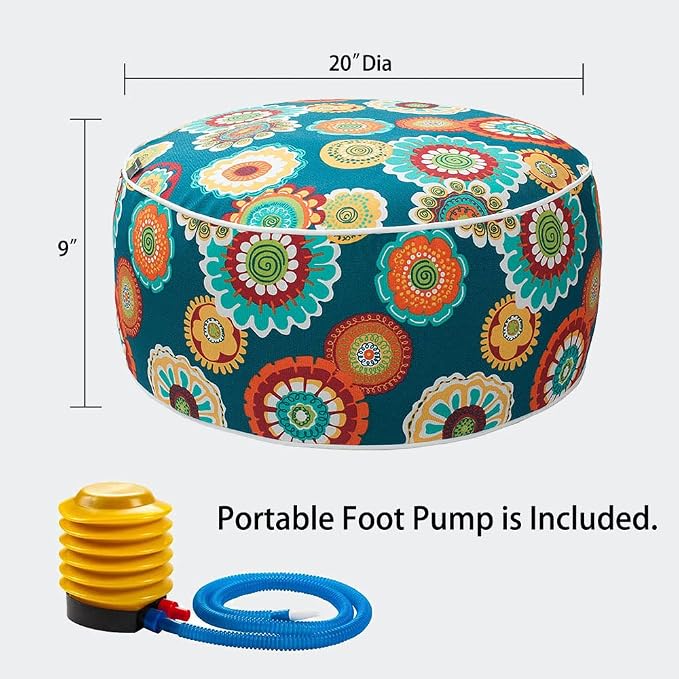 Magpie Fabrics Indoor/Outdoor Inflatable Stool Ottoman Pouf, Water Repellent - Image 3