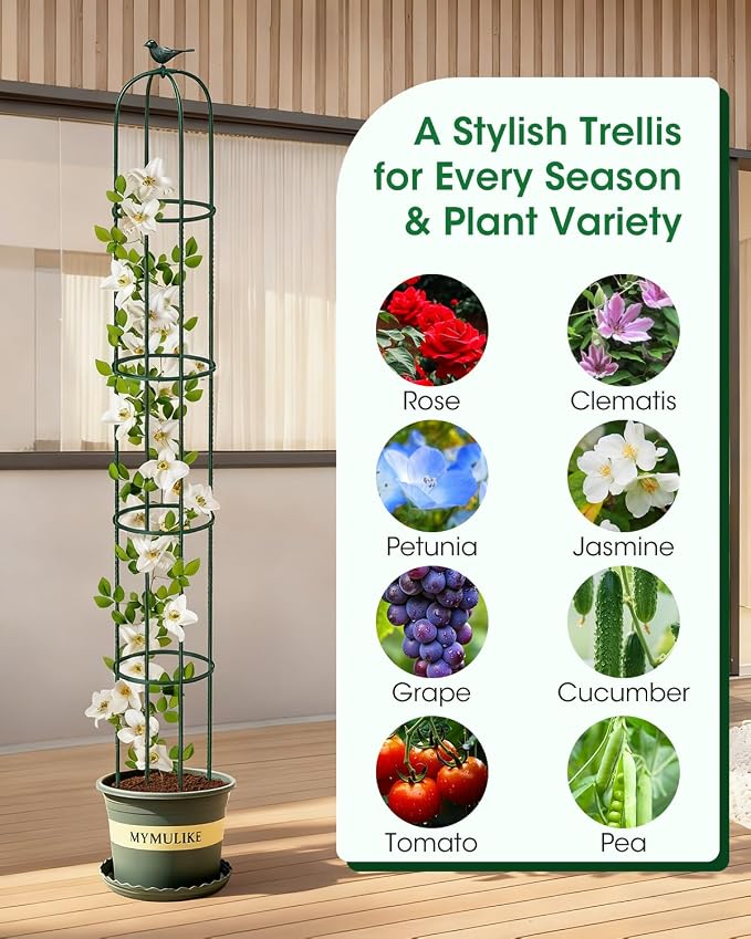 2PCS Garden Trellis for Climbing Plants, 6.2FT Rustproof Metal Pipe - Image 5