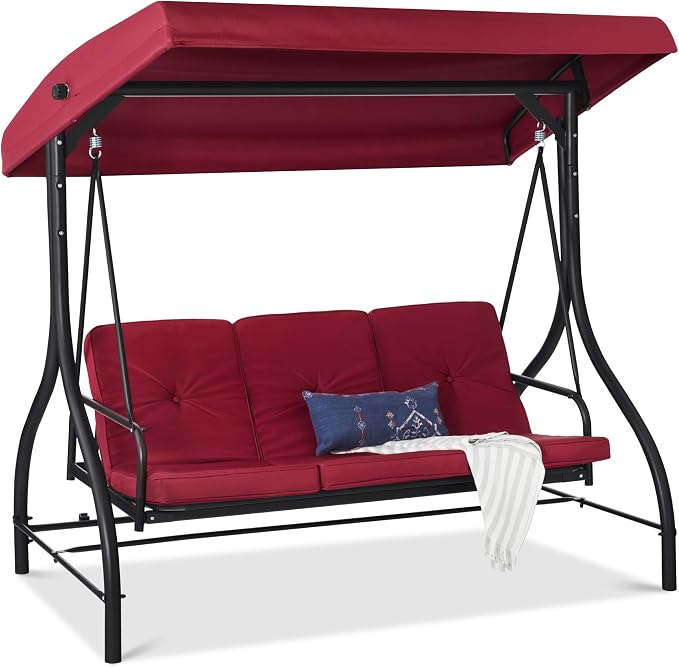Best Choice Products 3-Seat Outdoor Large Converting Canopy Swing Glider by BestChoiceProducts