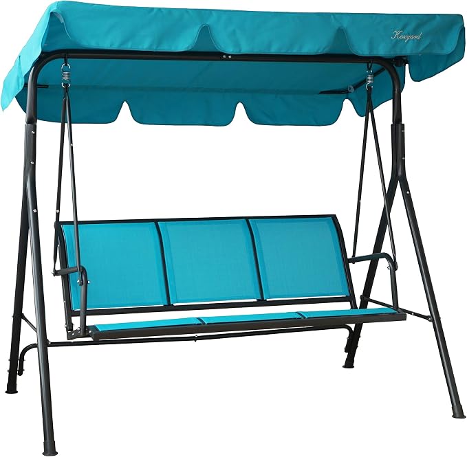 Kozyard 3-Person Outdoor Canopy Porch Swing Chair, Breathable Textilene Armrest - Image 7