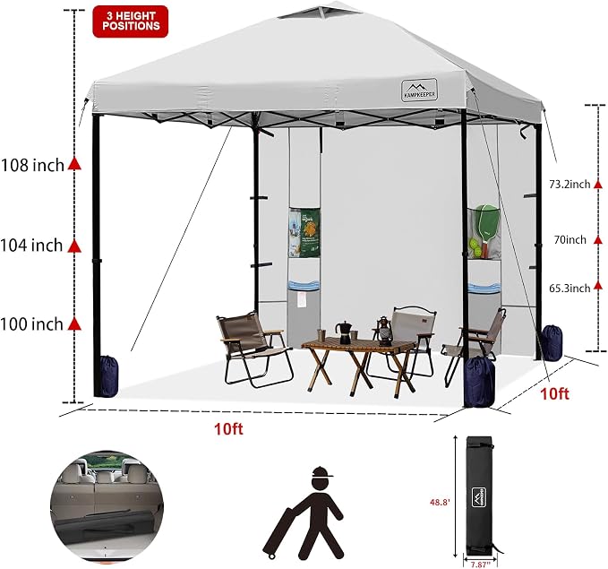 KAMPKEEPER 10x10 Easy Pop Up Canopy Tent - Image 4
