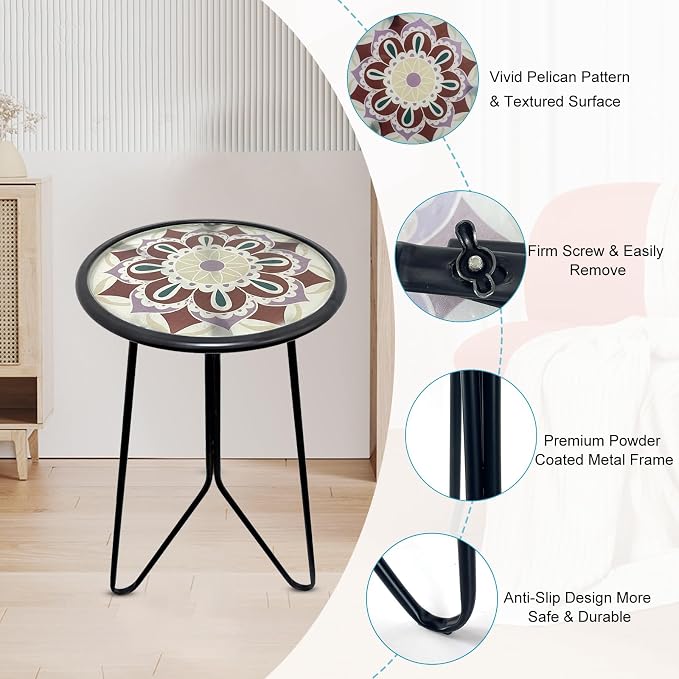 LIFFY Outdoor Side Table, Indoor Round Home Decor End Table & Accent Table - Image 4