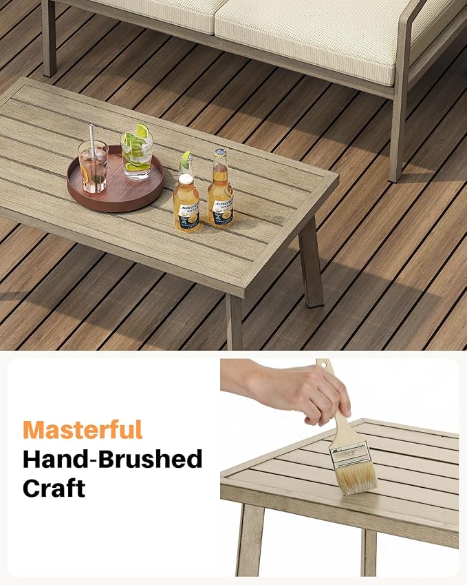 Patio Coffee Table, Never-Rust Aluminum Outdoor Coffee Table - Image 6