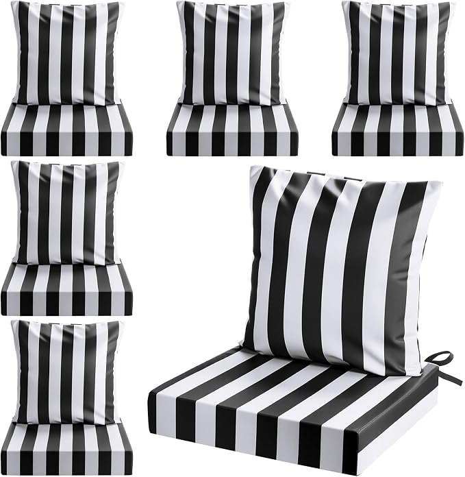 Hoteam 6 Set Outdoor Chair Cushions 20 x 20 Inch Patio Cushions Deep Seat by Hoteam