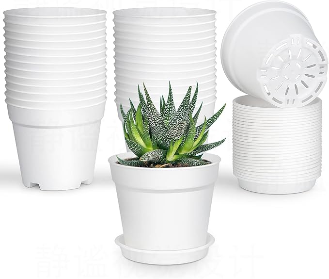 28 Pack 4 inch Small Plant Pots, Plastic Planters by SwinDuck