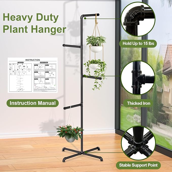 Hanging Plant Stand, Plant Hanger Indoor, Corner Hanging Plant Stand, Living - Image 3