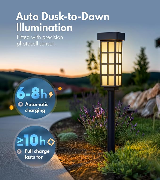 PASAMIC 24" Solar Pathway Lights Outdoor, 8 Pack Bright Garden Light - Image 2