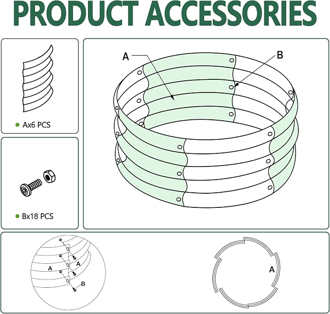 3PCS 3x3x1FT Galvanized Raised Garden Bed Kit, Vegetable Boxes-Round Metal - Image 4