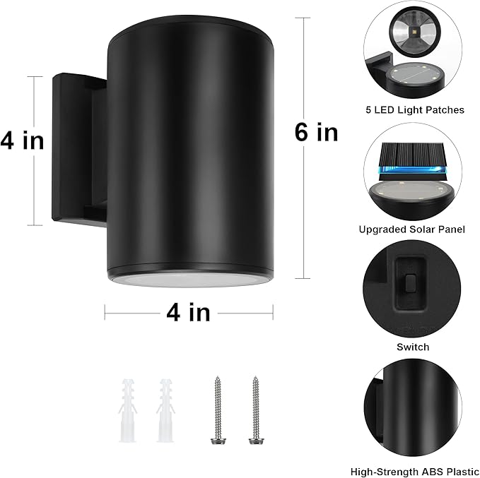 Livinlarge 4-Pack Outdoor Solar Wall Lights, IP65 Waterproof Outdoor Wall - Image 2
