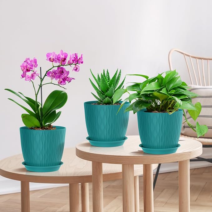 7 inch Flower Pots, 5 Pack Plant Pots - Image 6