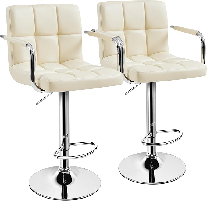 Yaheetech Bar Stools Set of 2, PU Leather Adjustable Swivel Barstools, by Yaheetech