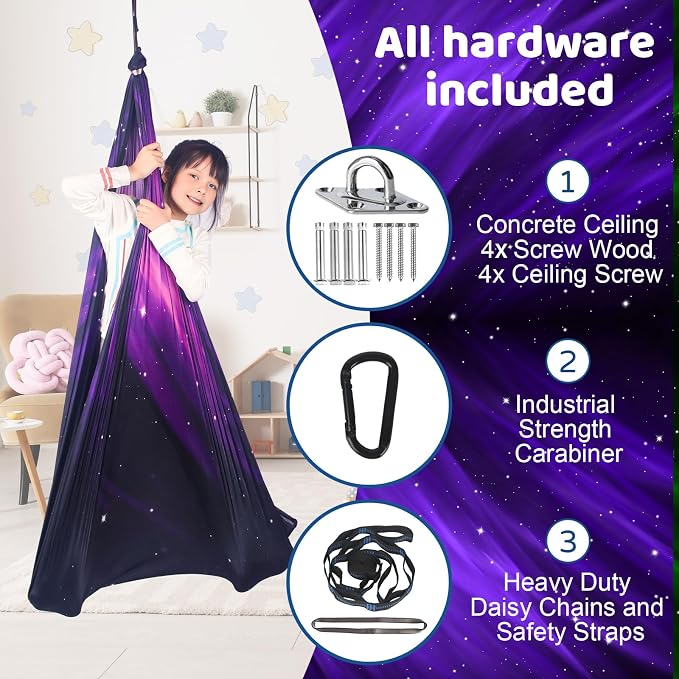 Sensory Swing for Kids Indoor and Outdoor Therapy Cuddle Swing Snuggle Hammock - Image 5