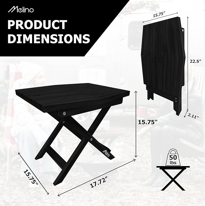 Melino Wooden Folding Outdoor Side Table, FSC Certified Acacia Weatherproof - Image 3