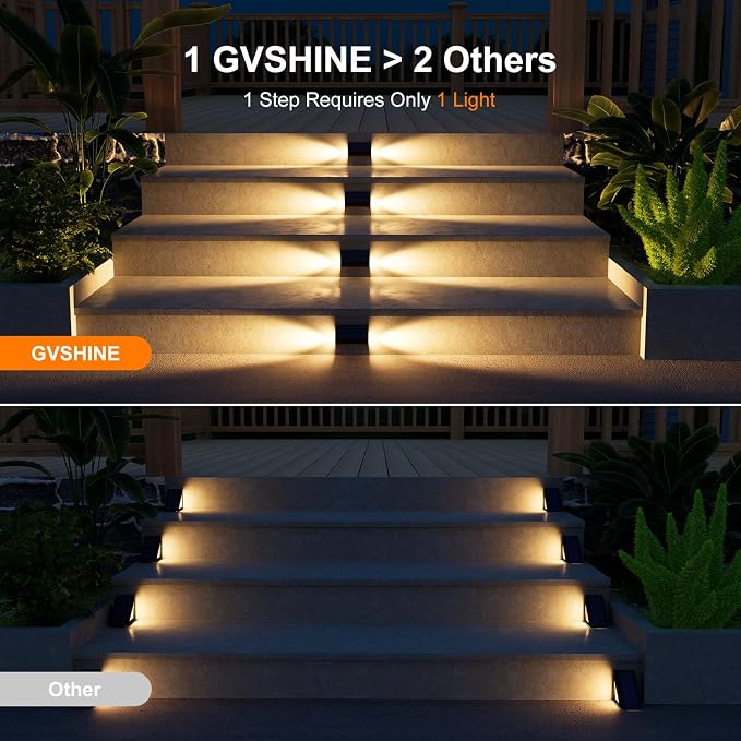 6 Pack Solar Powered Step Lights Outdoor Waterproof LED - Image 4