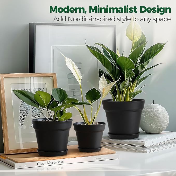 T4U 7.5 Inch Plant Pots 6 Pcs, Flower Pots - Image 7