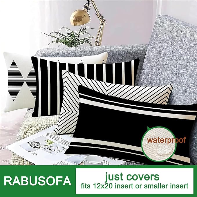 RABUSOFA Outdoor Pillows Covers 12x20 inch Waterproof - Image 3