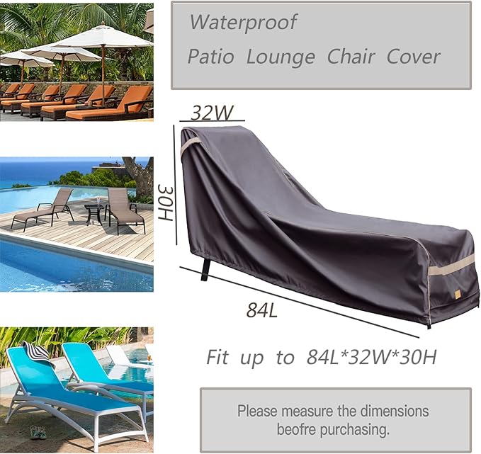 Patio Chaise Lounge Cover Waterproof, Heavy Duty Outdoor Lounge Chair Covers - Image 2