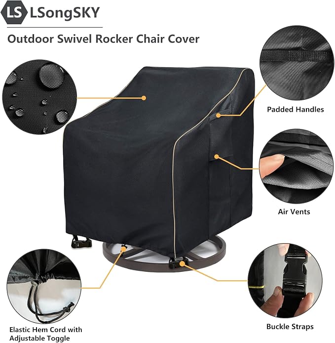 Outdoor Swivel Rocker Chair Cover 2 Pack, Patio Swivel Chair Covers - Image 4
