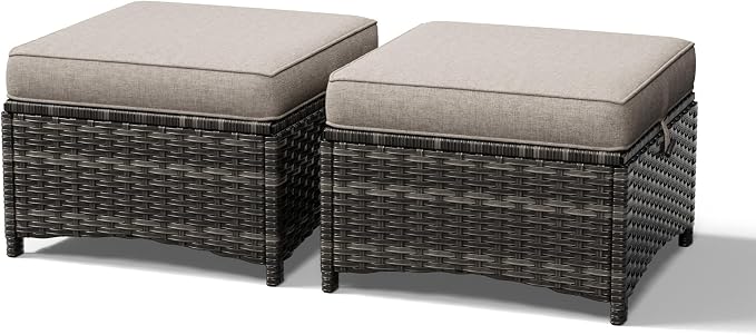 Joyside Outdoor Ottoman Set of 2, Patio Large Ottoman Foot Rest by Joyside