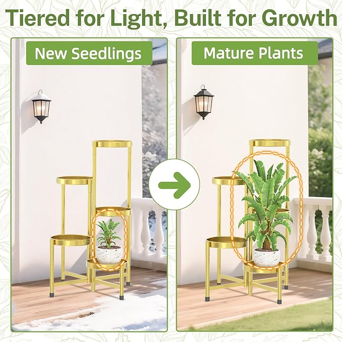 iDavosic.ly Plant Stand Indoor Outdoor, 5 Tier Corner Metal Flower Display - Image 7