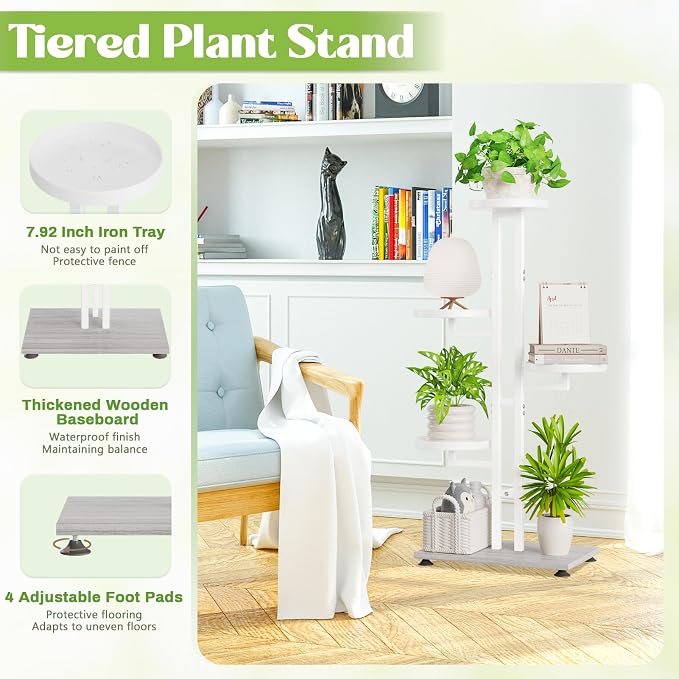iDavosic.ly 4 Tier Plant Stand Indoor Outdoor, Tiered Corner Multiple Flower - Image 3