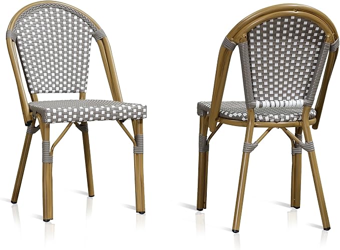 PURPLE LEAF Bistro Chair French Hand-Woven Wicker Chairs - Image 9