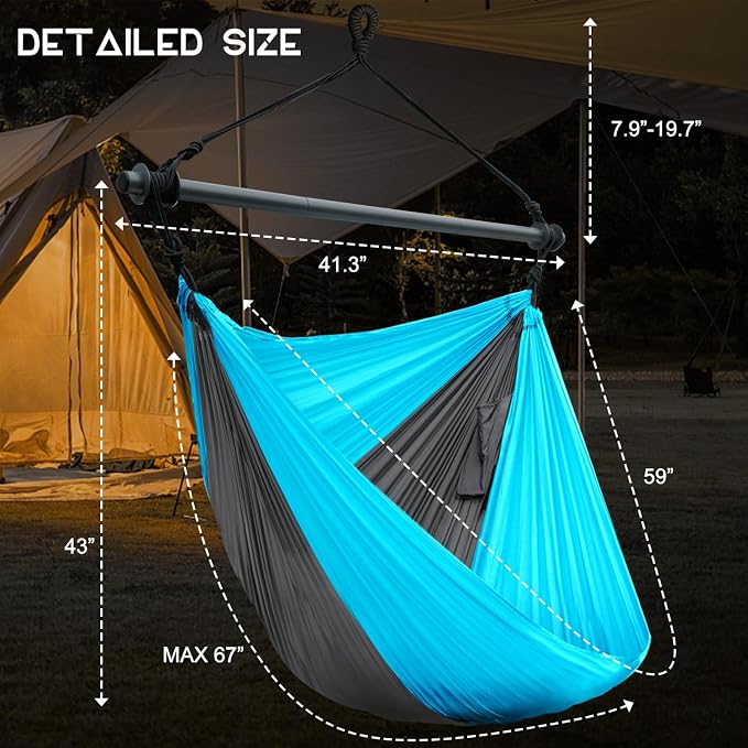 Hammock Chair, Hanging Chair for Outdoor Indoor, Large Lightweight Swing Chair - Image 8