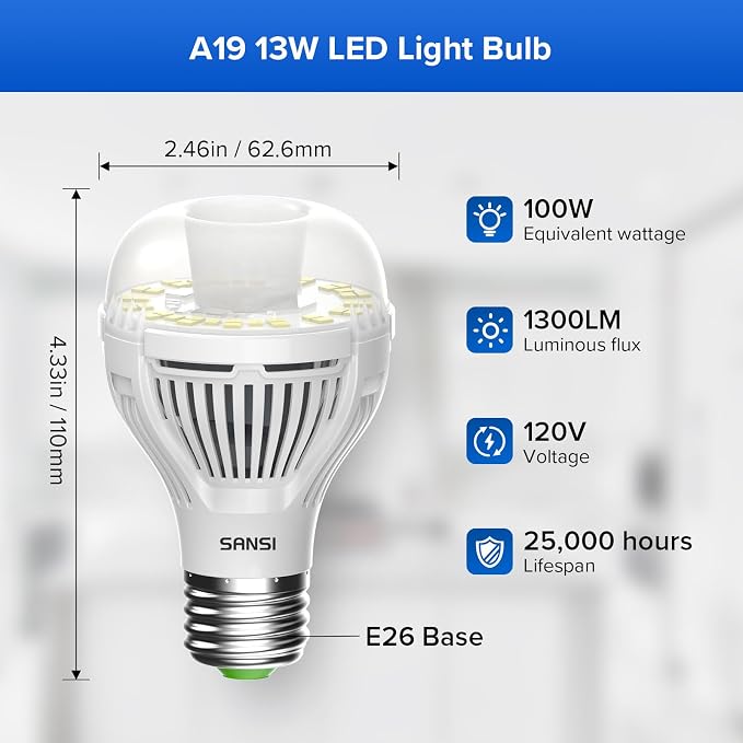 SANSI Dusk to Dawn LED Outdoor Light Bulb A19, 100 Watt Equivalent Energy - Image 6