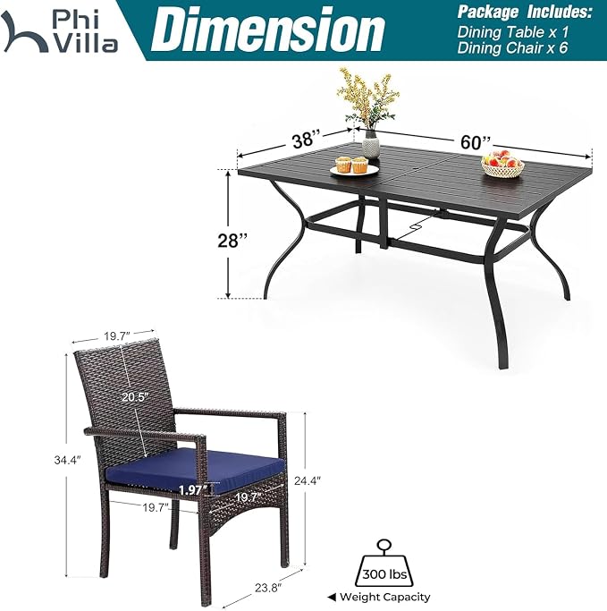 PHI VILLA 7 Piece Patio Dining Set - Image 9