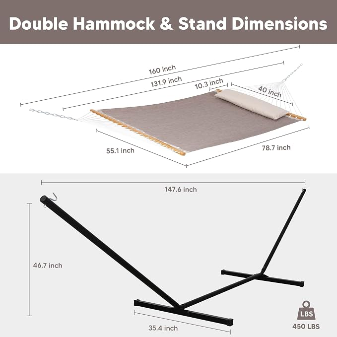SUNCREAT Portable Hammock with Stand Included, Stand Alone Backyard Hammock - Image 6