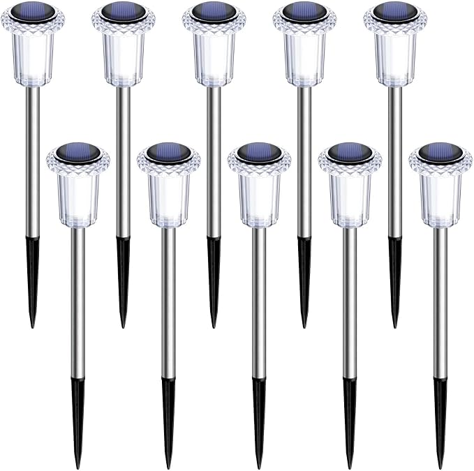 DenicMic Solar Lights Outdoor 10 Pack Waterproof 6000K Cold White LED Stainless - Image 9