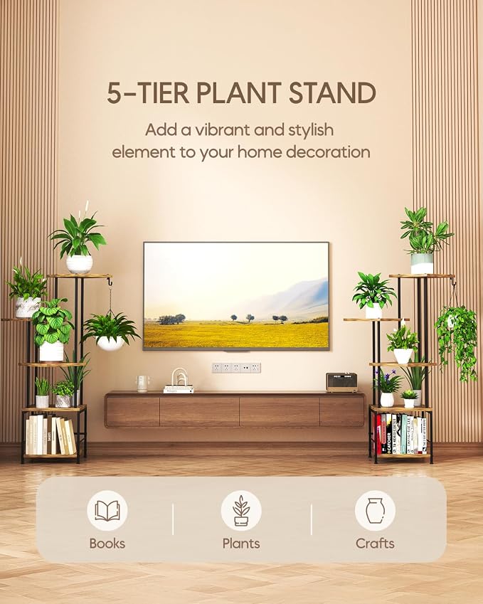 Plant Stand Indoor, 5-Tier Tall Plant Stand Indoor, Metal Plant Shelf - Image 2