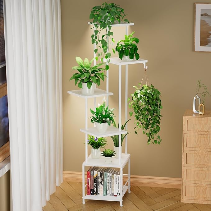 Plant Stand Indoor with Grow Light, 6-Tiered Tall Plant Stand Indoor, Metal by Homsorout