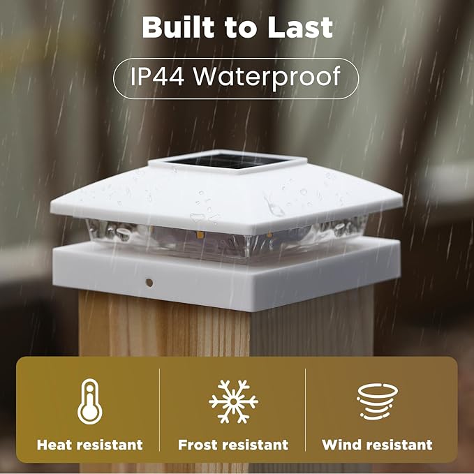 Solar Post Cap Lights Outdoor 6pack, Bright Warm White Solar Post Lights - Image 3