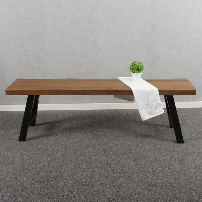 MBQQ 55 inch Outdoor Soild Wood Bench, Patio Picnic Bench, Oil Finished - Image 3