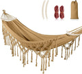 MOSFiATA Backyard Hammock with Tassels Max 500lbs Canvas Fabric Bohemian Style by MOSFiATA