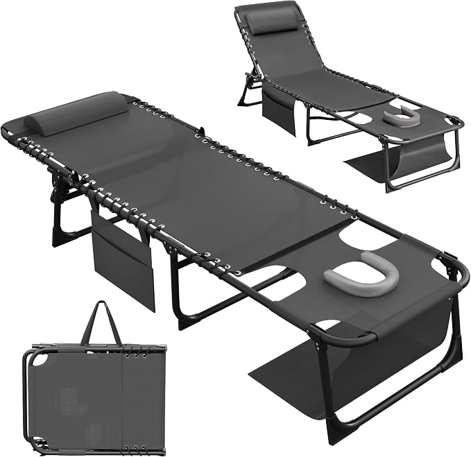 Devoko Beach Lounge Chair, Outdoor Sun Tanning Chair by DEVOKO