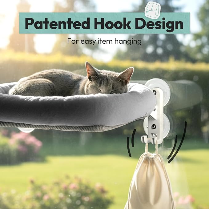 Cordless Cat Window Perch, Foldable Cat Window Hammock, 4 Strong Suction Cups - Image 2