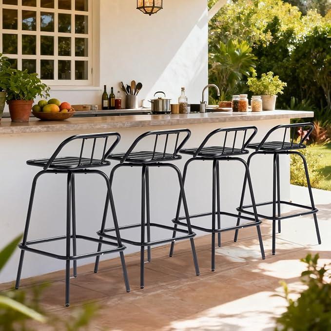 VINGLI 2 PCS Outdoor Swivel Bar Stools, 30 Inch Metal Barstools - Image 6