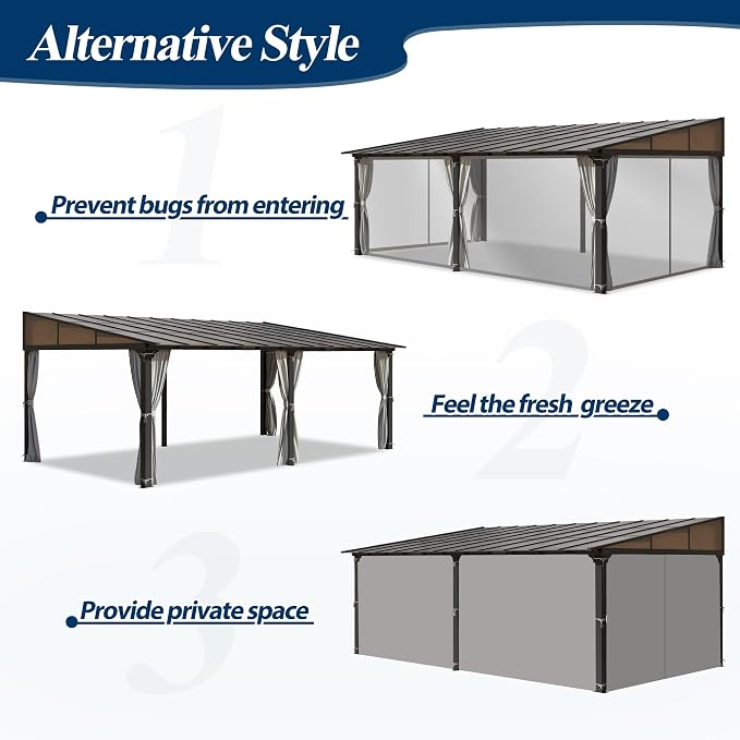 COVERONICS 12' X 20' Outdoor Polycarbonate Lean to Gazebo - Image 5